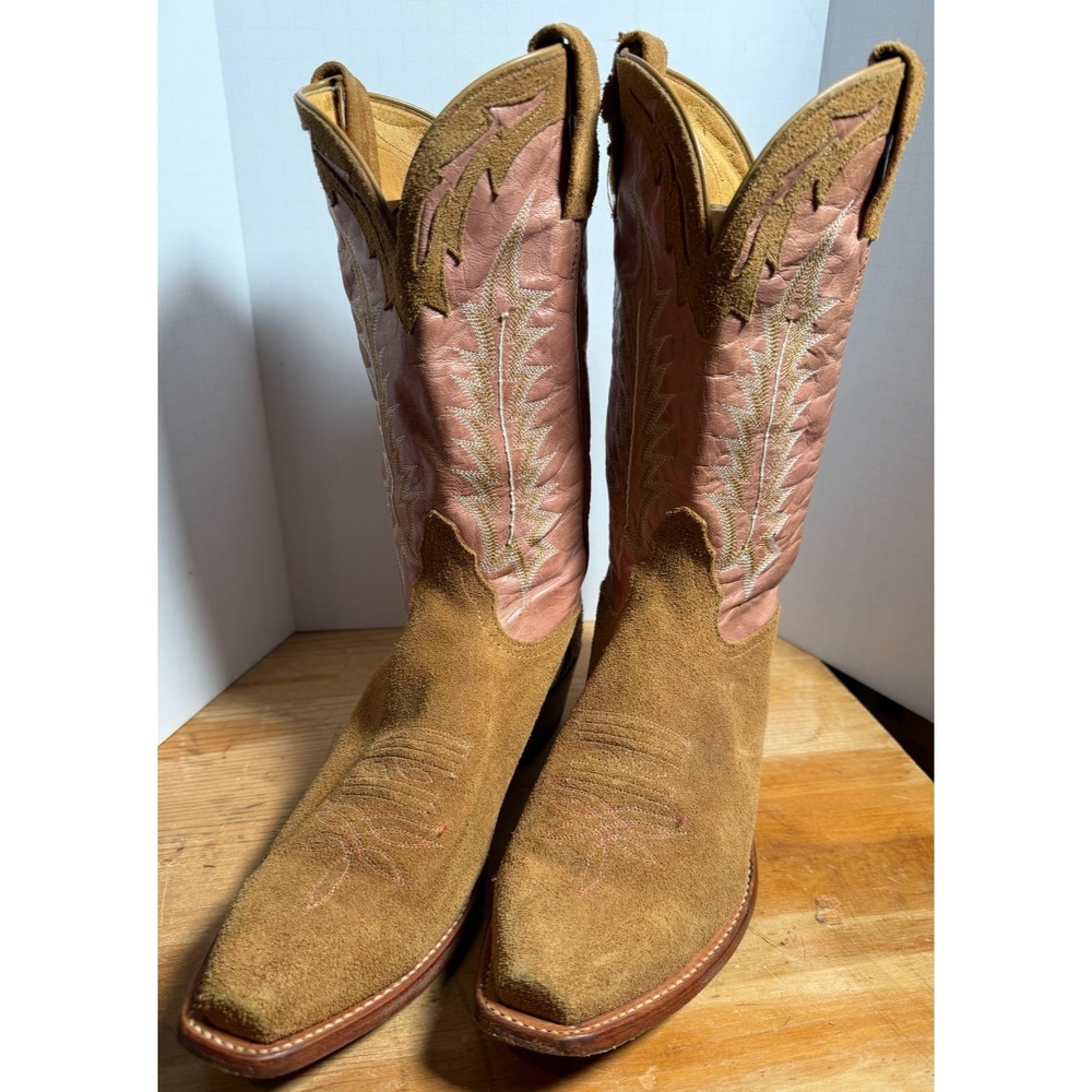 Tony Lama Roughout Boots Womens Size 9  Brown Western Square Toe USA Made